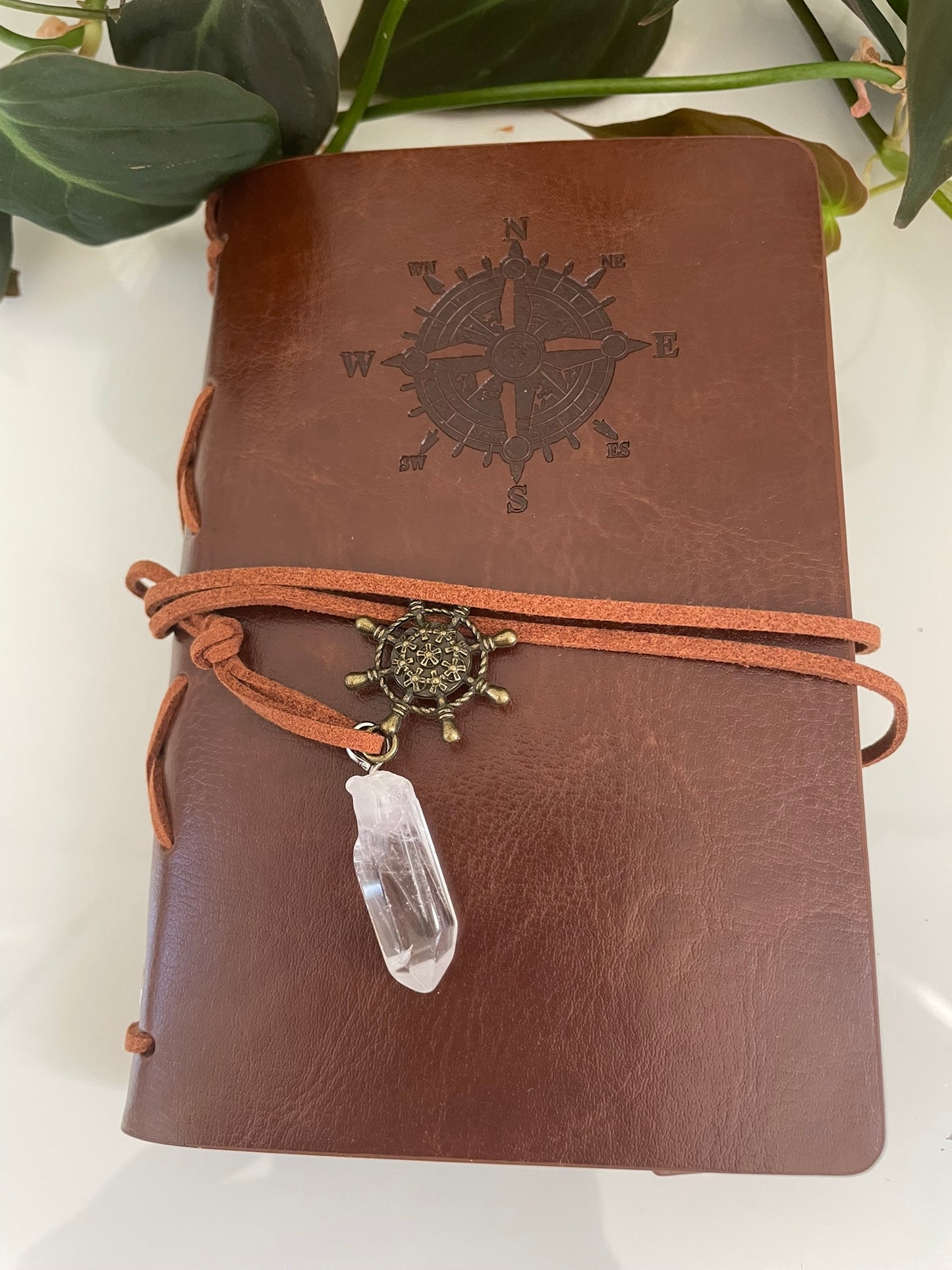 Crystal Charm Leather Journal