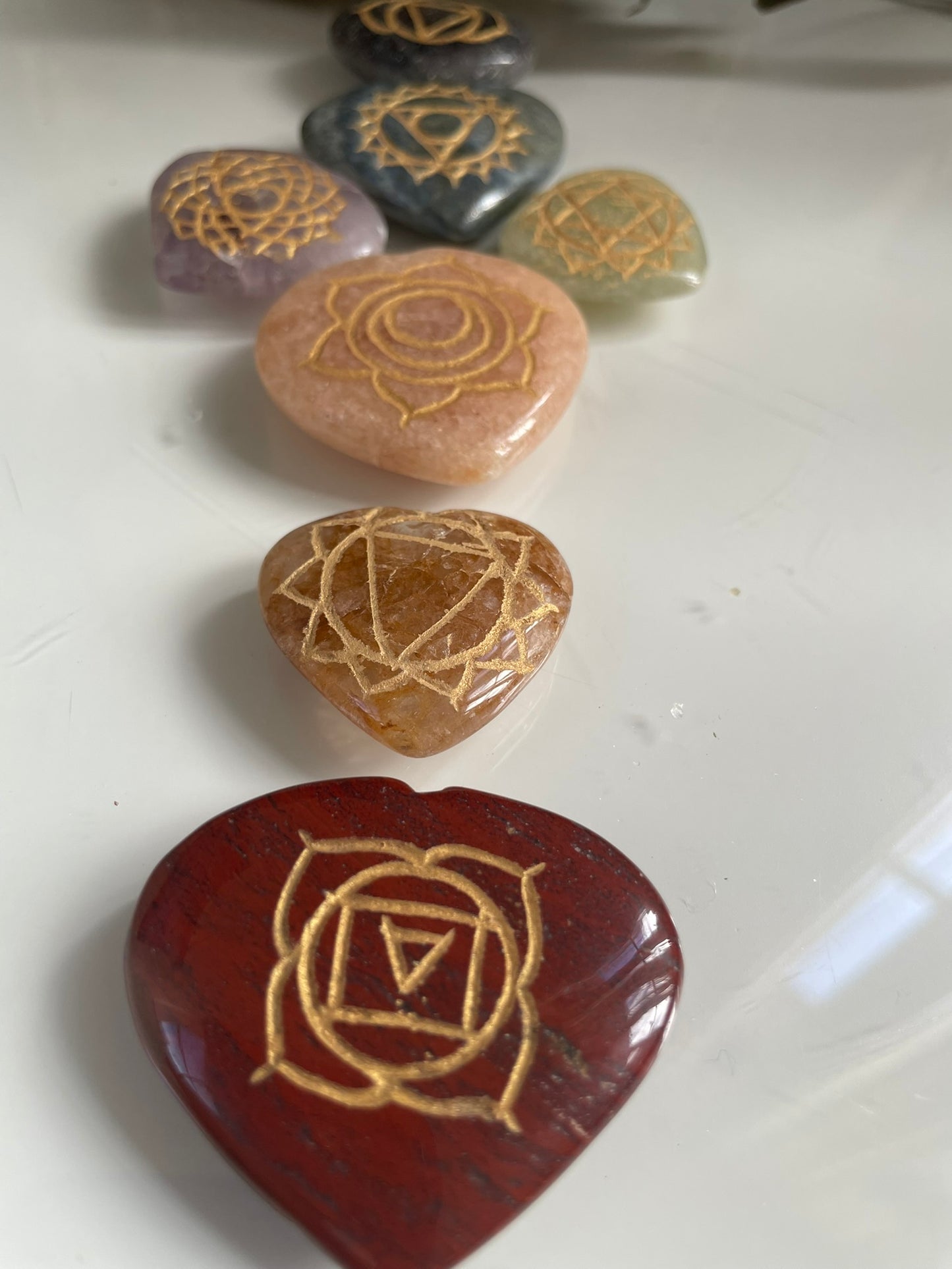 Chakra Palmstone Set - Heart Shape