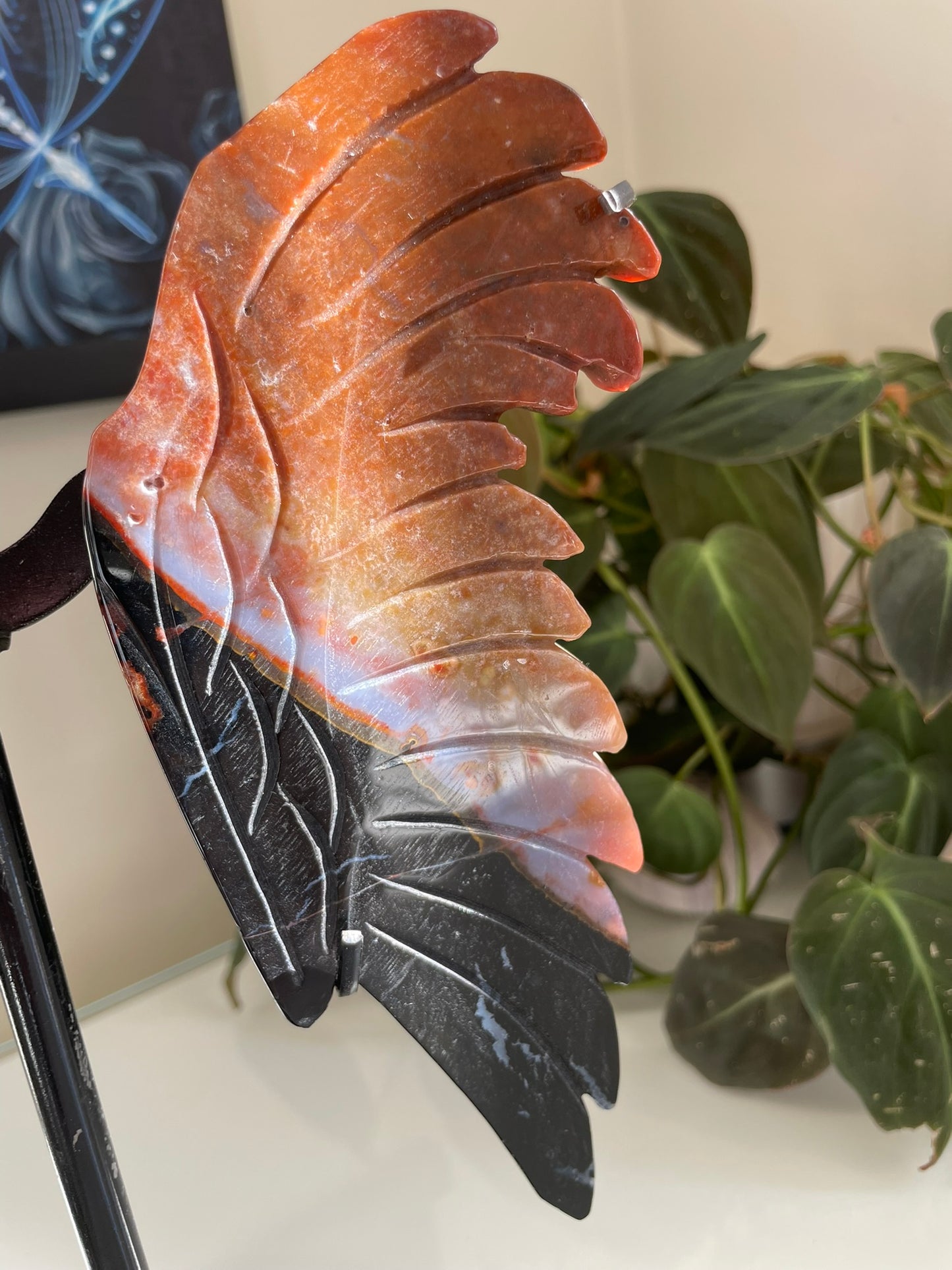 Black, Red & White Agate Butterfly Wings