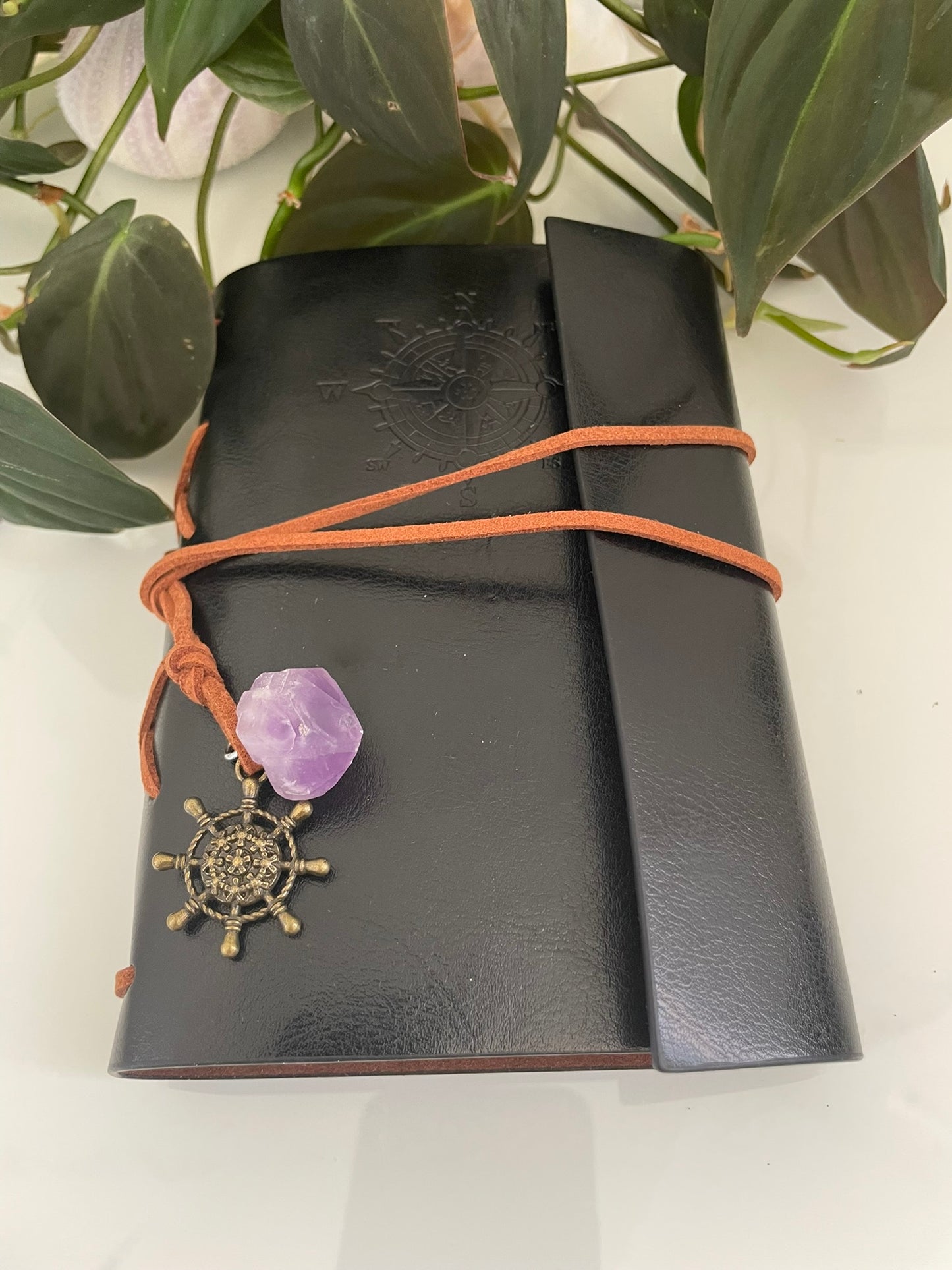 Crystal Charm Leather Journal