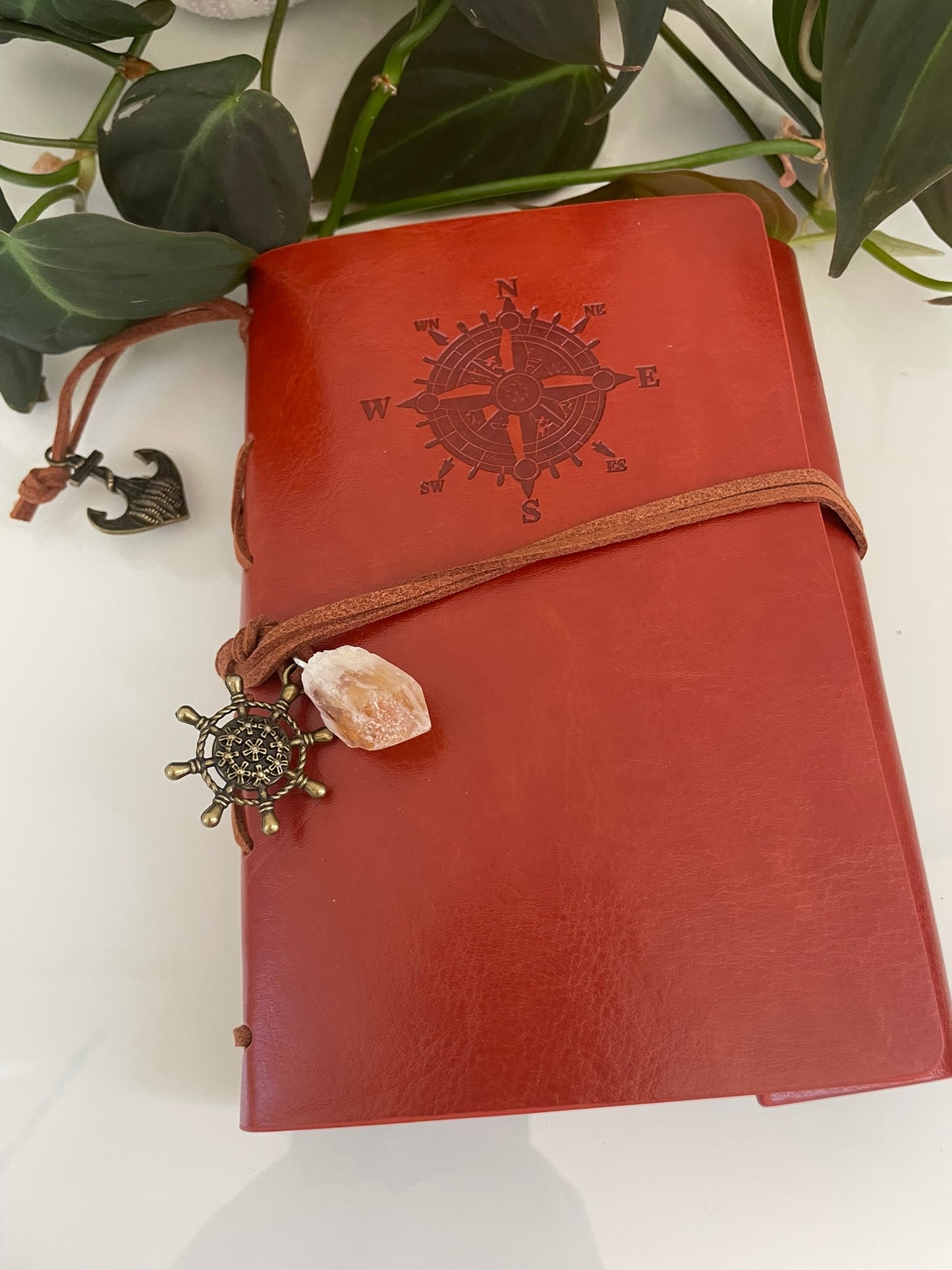 Crystal Charm Leather Journal