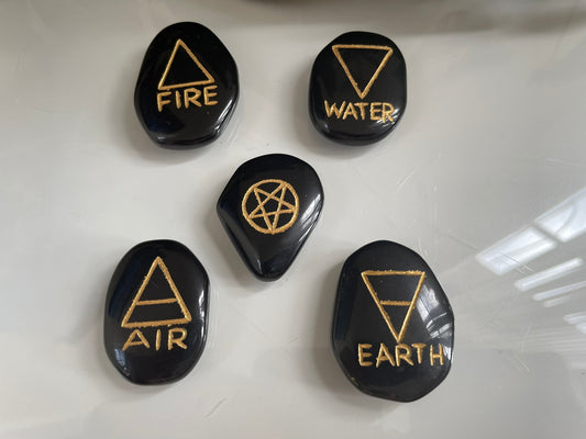 Black Obsidian Element Palmstone Set