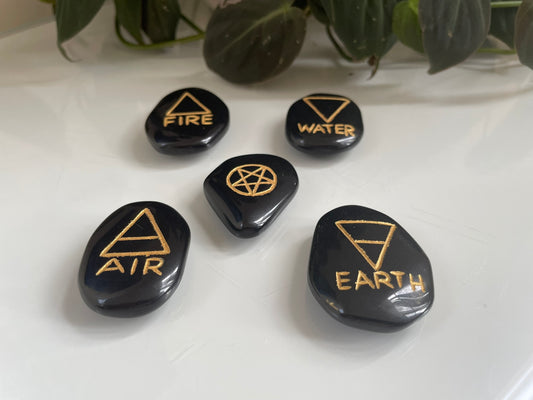 Black Obsidian Element Palmstone Set