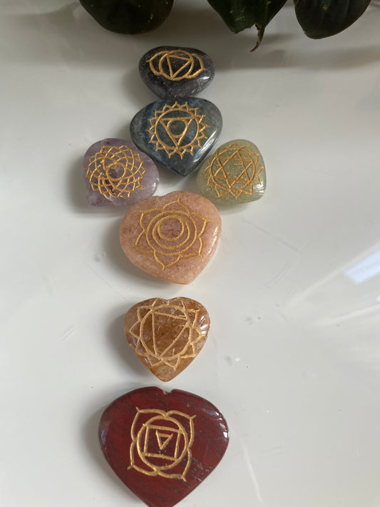 Chakra Palmstone Set - Heart Shape