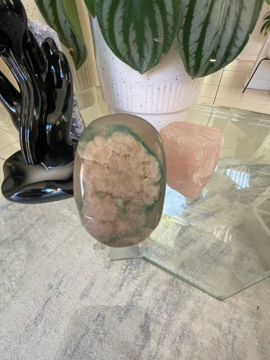 Green Flower Agate Palmstone