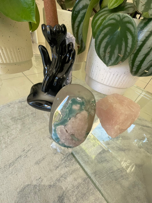 Green Flower Agate Palmstone