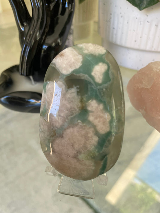 Green Flower Agate Palmstone