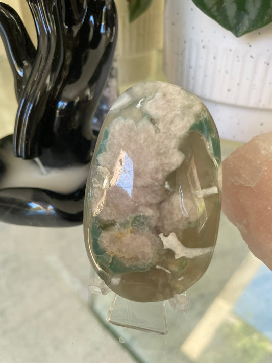 Green Flower Agate Palmstone