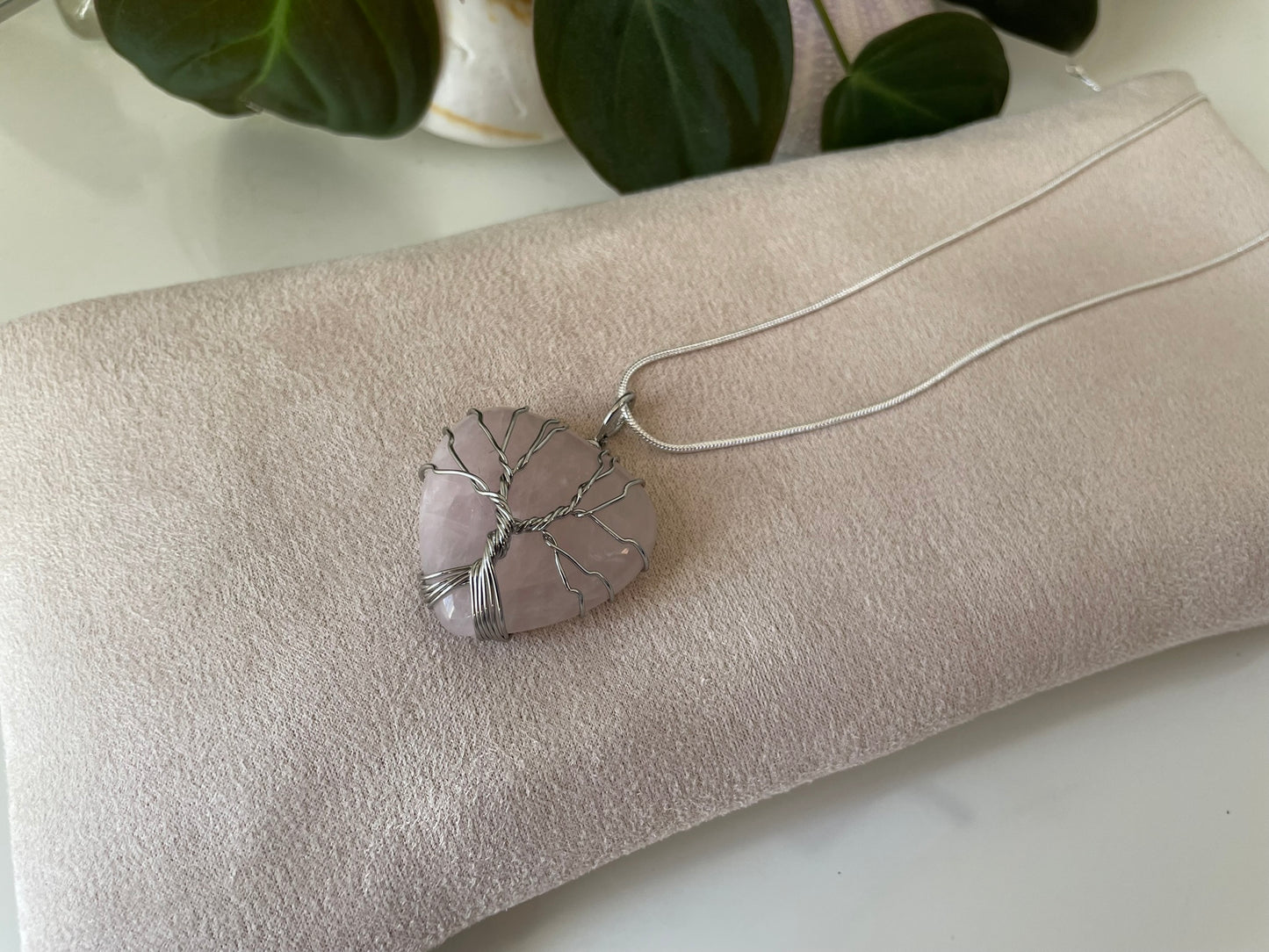 Rose Quartz Wire Wrapped Heart Pendant