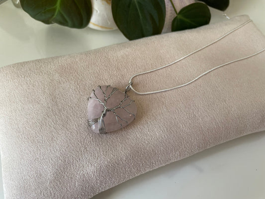 Rose Quartz Wire Wrapped Heart Pendant